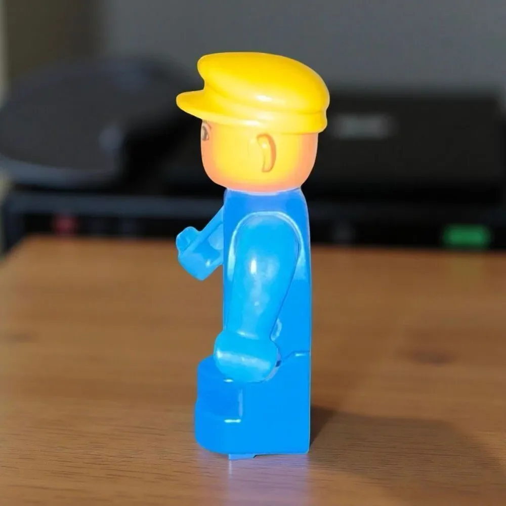 Vintage LEGO Duplo Dad Man Figure Blue Legs Blue Top with Yellow Cap Figure A47